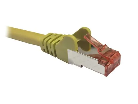 Yellow CAT6A Ethernet Patch Lead Stock Photos