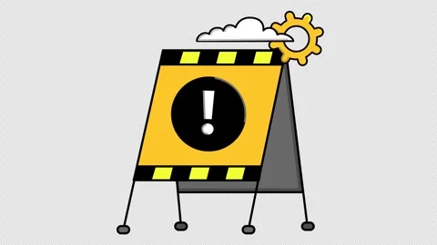 A yellow caution sign with an exclamation point in a Cartoon animation. Stock Footage 292691232