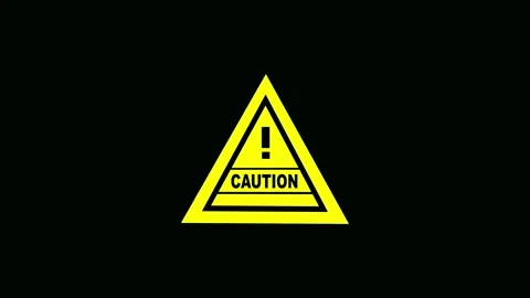Yellow Caution Sign Triangle with Exclamation Mark and Caution Text Animation. Stock Footage 341814341