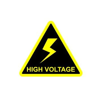 Yellow caution sticker with a black lightning bolt inside a triangle, warni.. 스톡 일러스트