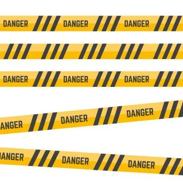 Yellow caution tape or warning tape. Stripe tape danger police line Stock Illustration