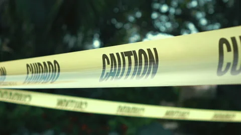 Yellow caution tape in slow motion Video stock 87805549