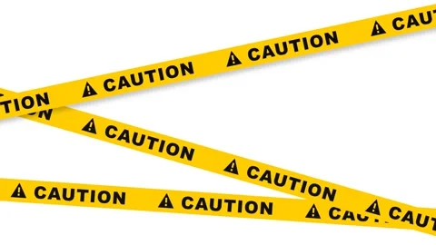 Yellow Caution Tape Stripes Isolated on White Background Stock Footage 341960958