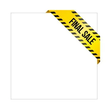 Yellow caution tape with words 'Final Sale', corner label Stock Illustration
