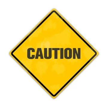 Yellow caution traffic sign with copyspace for text message Stock Photos