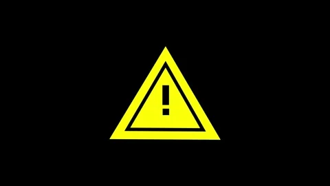 Yellow Caution Triangle Animation on Black Background 4K. Video stock 341814422