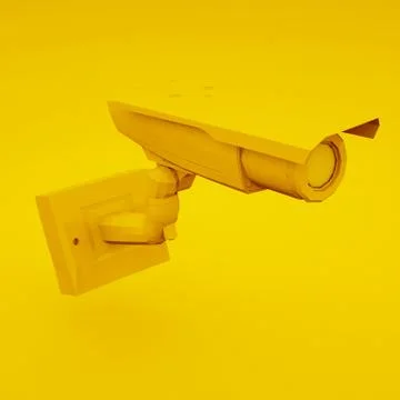 Yellow CCTV Camera or Security Camera. 3D illustration Stock Photos