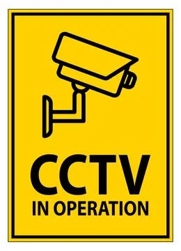 Yellow CCTV Security Sign with Camera Icon for Surveillance Awareness Stock Illustration