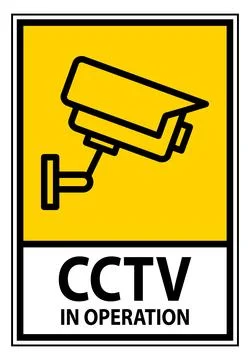 Yellow CCTV Sign With Camera Icon Indicating Surveillance in Operation Stock Illustration