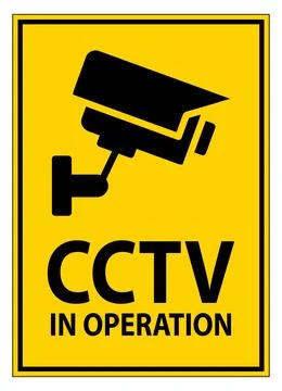 Yellow CCTV Surveillance Camera Warning Sign in Operation for Security Stock Illustration