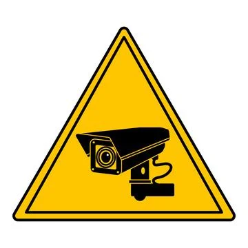 Yellow CCTV Warning Sign. Vector Icon. Triangle Sticker. Warning of Install.. Stock Illustration