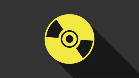 Yellow CD or DVD disk icon isolated on grey background. Compact disc sign. 4K Stock Footage 147691500