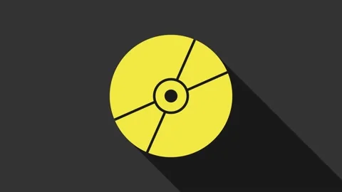 Yellow CD or DVD disk icon isolated on grey background. Compact disc sign. 4K Stock Footage 147705258