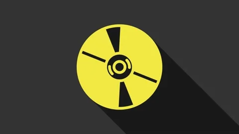 Yellow CD or DVD disk icon isolated on grey background. Compact disc sign. 4K Stock Footage 147707293