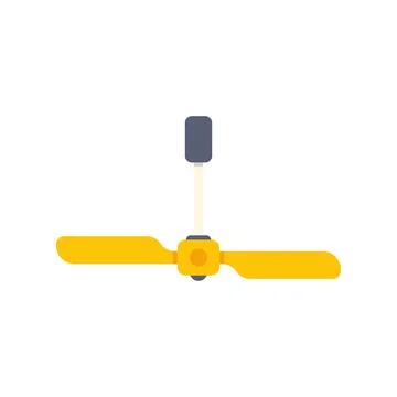 Yellow ceiling fan rotating for air circulation Stock Illustration
