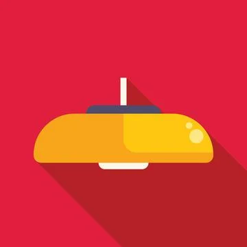 Yellow ceiling lamp hanging providing light in a room with red wall Stock Illustration