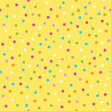 Yellow Celebration Confetti seamless pattern with colorful dots Stock Illustration