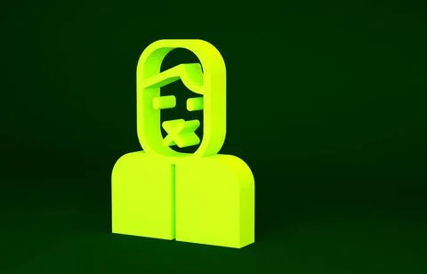 Yellow Censor and freedom of speech concept icon isolated on green background Stock Illustration