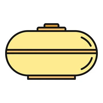 Yellow ceramic casserole dish kitchenware vector icon Stock Illustration