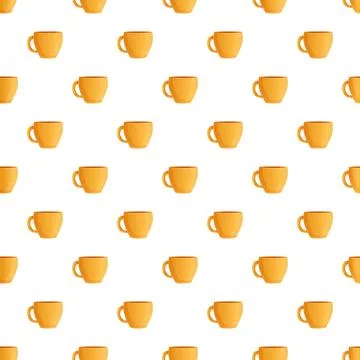 Yellow ceramic coffee cups pattern over white background Ilustração Stock