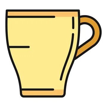 Yellow ceramic coffee mug with handle icon Illustration