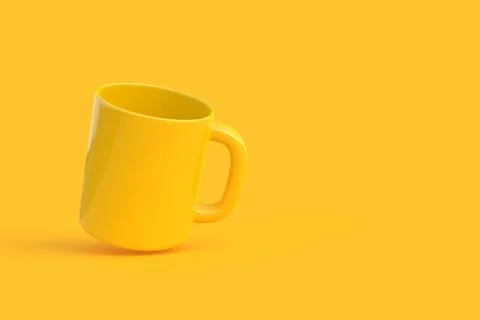 Yellow Ceramic cup or empty mug for coffee, drink or tea on yellow background Stock Illustration
