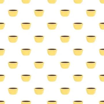 Yellow ceramic flowerpots with soil creating pattern Stock Illustration