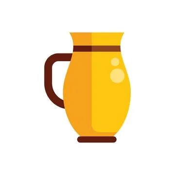 Yellow ceramic handmade clay pitcher holding water or juice Stock Illustration