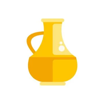 Yellow ceramic jug with handle flat icon design Illustration