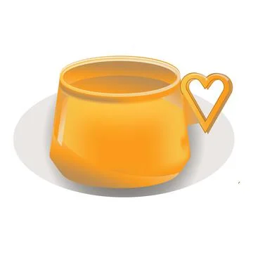 Yellow Ceramic Mug with Heart Shape Handle Vector Illustration Stock Illustration