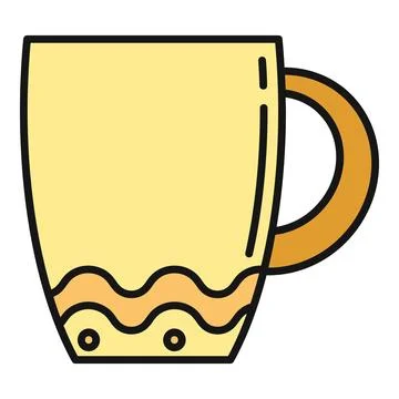 Yellow ceramic mug for hot beverage flat design Stock Illustration