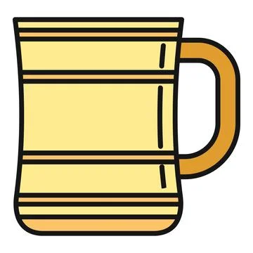 Yellow ceramic mug illustration with handle Illustration