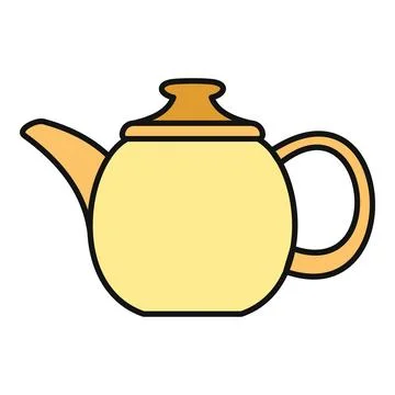 Yellow ceramic teapot icon for tea beverage Illustration