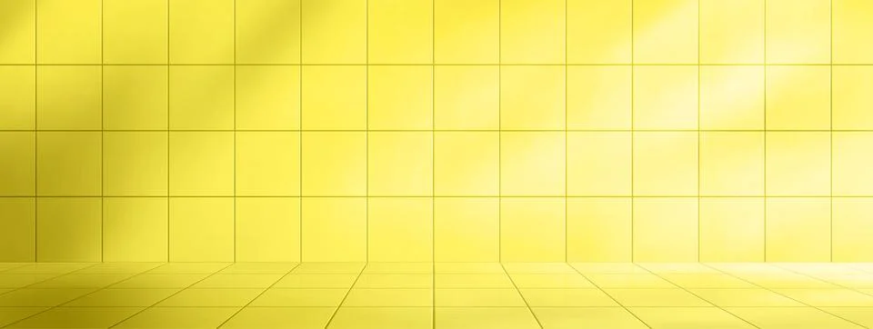 Yellow ceramic tile on bathroom wall and floor Stock Illustration