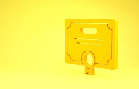 Yellow Certificate template icon isolated on yellow background. Achievement,  Stock Illustration