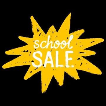 Yellow chalk shape zigzag outline with School sale text, special offer banner Illustrazione stock