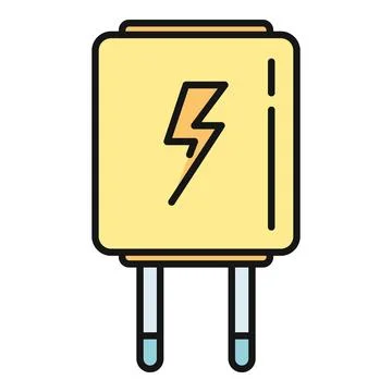 Yellow charger featuring lightning bolt energy icon Stock Illustration
