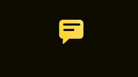 Yellow Chat Bubble Icon on Dark animation Background speech bubble message ic Stock Footage 321855127