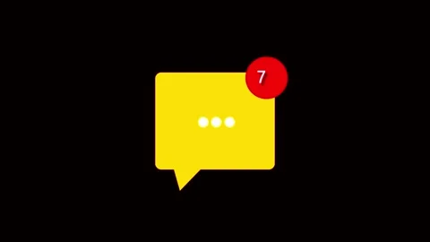 Yellow Chat Bubble Icon with Notification Badge of Number Seven message Stock Footage 330347299