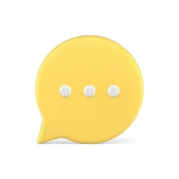 Yellow chat bubble speech think message cyberspace dialogue 3d icon realist.. Stock Illustration