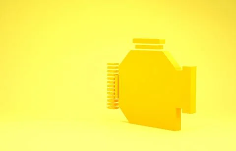 Yellow Check engine icon isolated on yellow background. Minimalism concept. 3 イラスト素材
