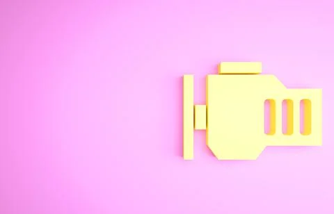 Yellow Check engine icon isolated on pink background. Minimalism concept. 3d  Stock Illustration