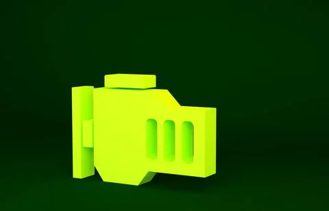 Yellow Check engine icon isolated on green background. Minimalism concept. 3d Stock Illustration