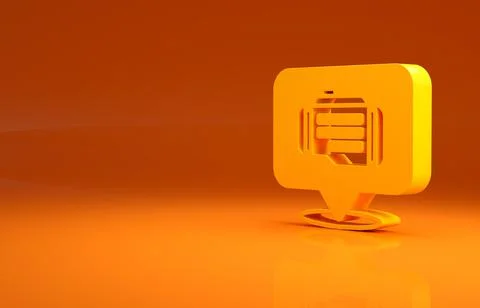 Yellow Check engine icon isolated on orange background. Minimalism concept. 3d Stock Illustration