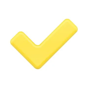 Yellow check mark consent 3d icon vector illustration Stock Illustration