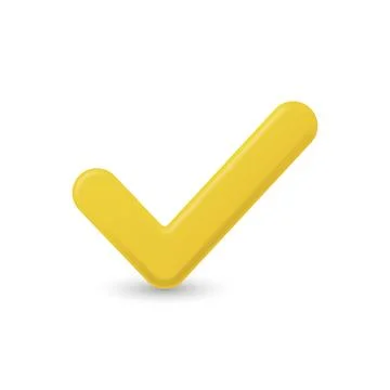 Yellow Check Mark, Vector Illustration. 3d Check Mark with Rounded Shape. Check Stockillustratie