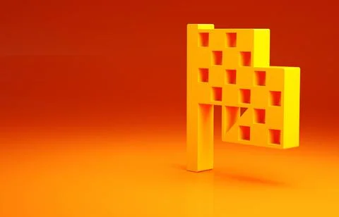 Yellow Checkered flag icon isolated on orange background. Racing flag Illustrazione stock