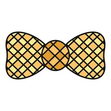 Yellow checkered pattern bow tie on a white background Stock Illustration