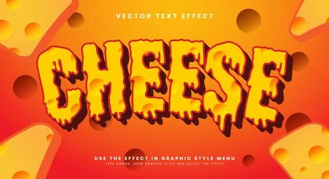 Yellow cheese 3D editable text effect Template Stock Illustration