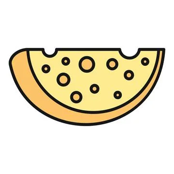 Yellow cheese slice with holes flat icon design Stock Illustration